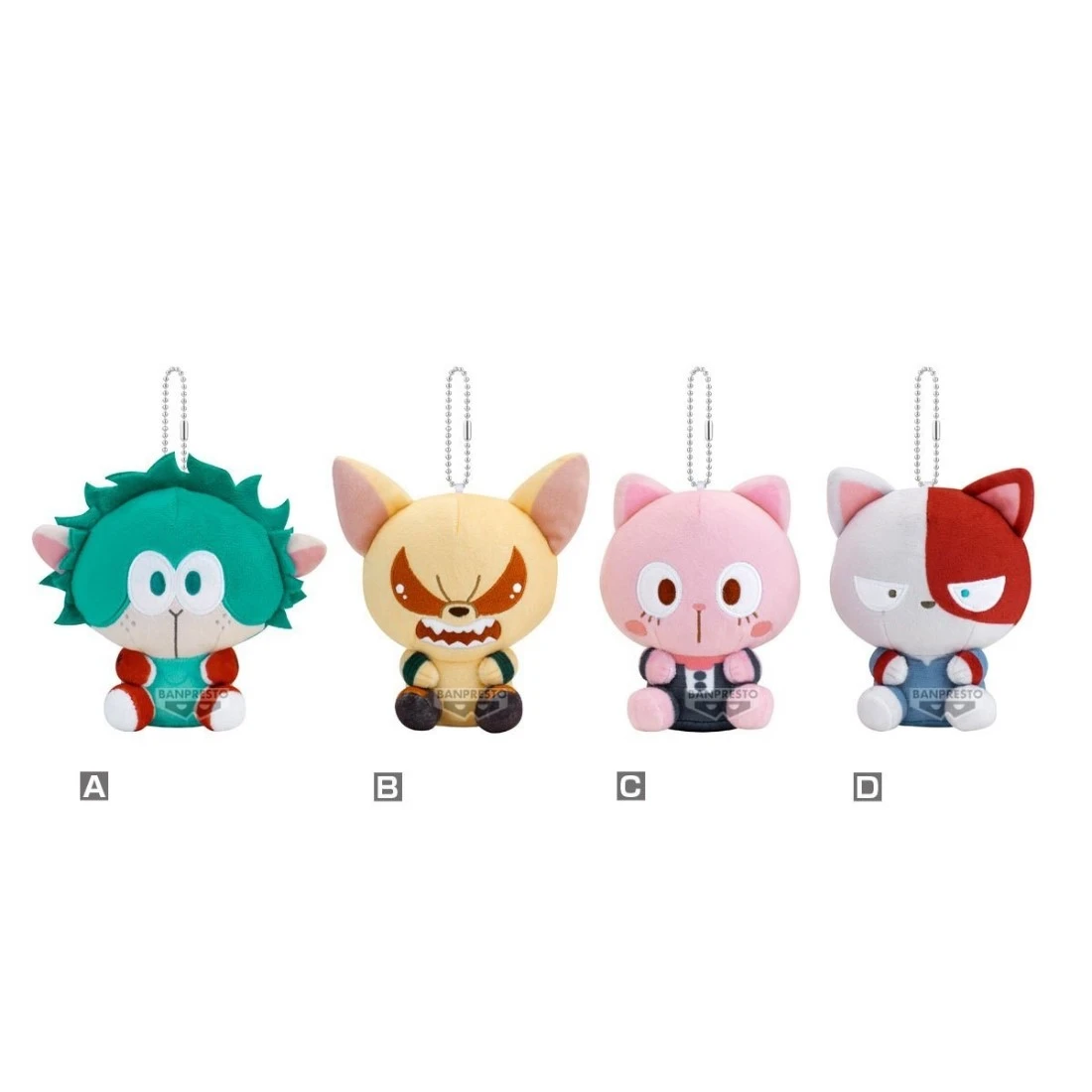 Banpresto 景品 我的英雄學院 動物型態 坐姿珠鍊布偶吊飾 四款一套