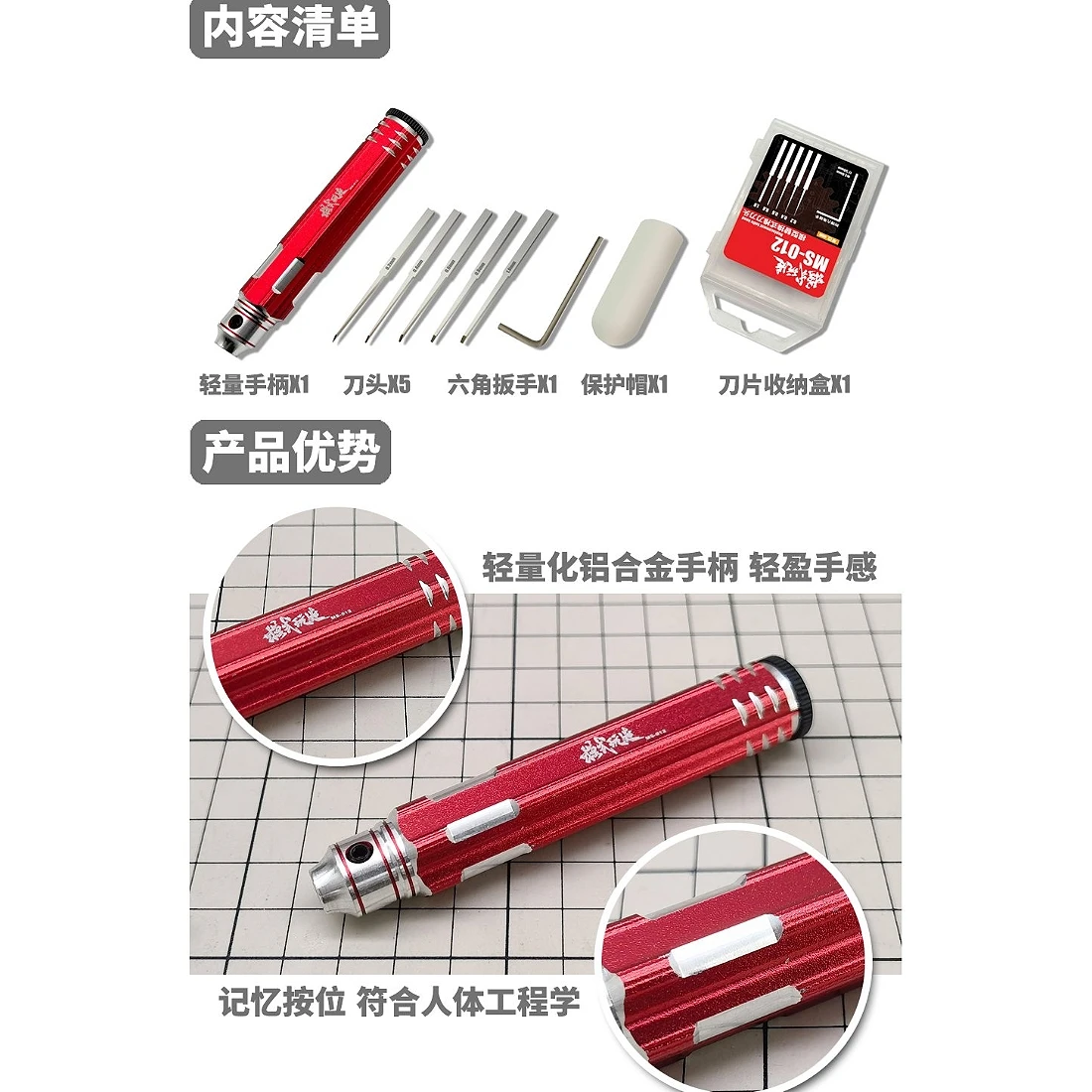 模式玩造 MS012 模型替換式推刀刀頭 紅色