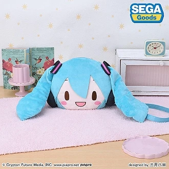 SEGA 初音未來 ふわぷち 豆豆眼 Q版大臉側背包 斜肩包 M尺寸