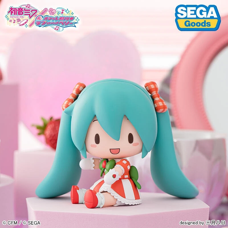 SEGA 景品 初音未來 時尚魔女 Q版 可愛草莓 可換表情 掌上 坐姿
