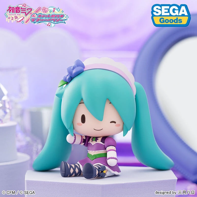 SEGA 景品 初音未來 時尚魔女 Q版 亮麗紫 可換表情 掌上 坐姿