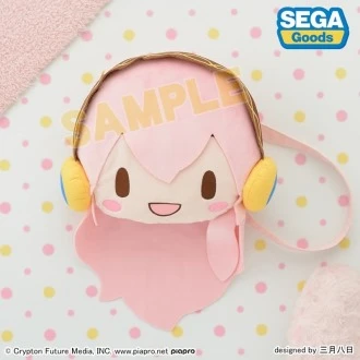 SEGA 景品 巡音流歌 巡音ルカ 豆豆眼軟軟大臉造型側背包 M尺寸