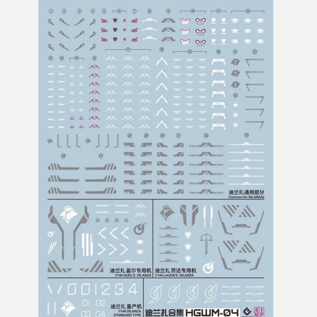 EVO水貼 HG 1/144 水星的魔女 迪蘭薩 古爾 勞達 量產機 螢光水貼