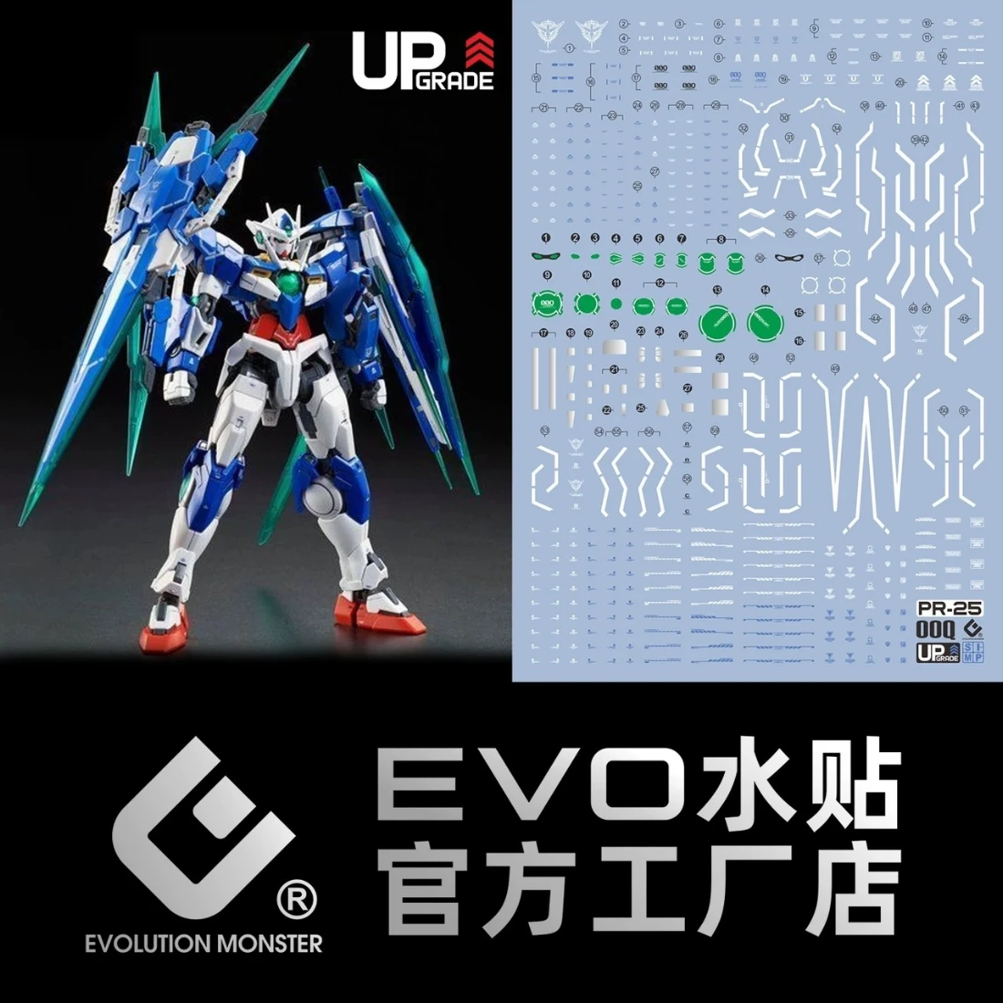 EVO水貼 RG 1/144 鋼彈OO 量子型 全刃式 00鋼彈 螢光水貼