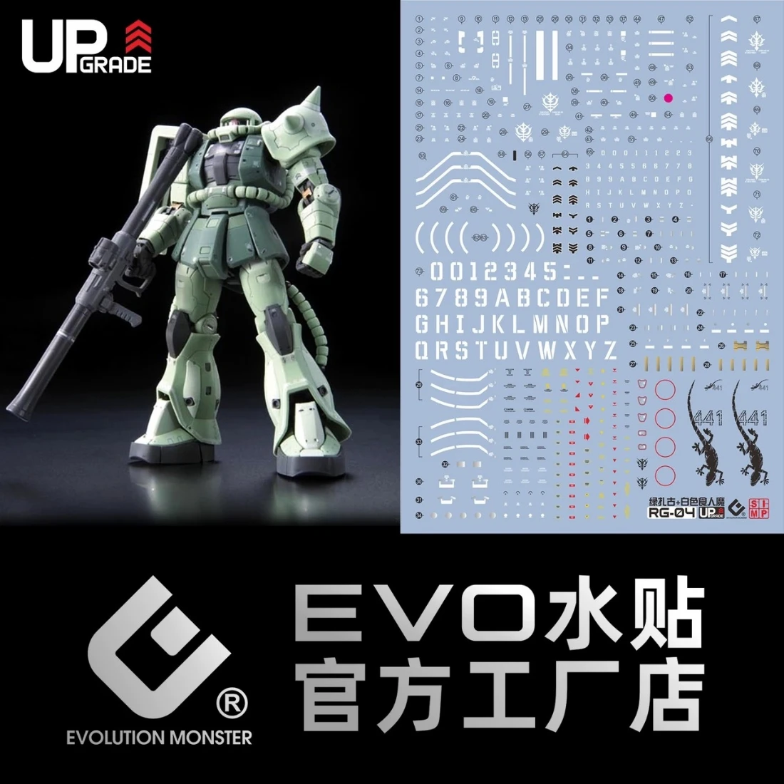 EVO水貼 RG 1/144 #04 MS-06F 薩克 II 量產型+白色食人魔 螢光水貼