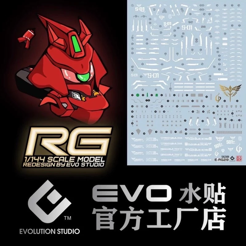 EVO水貼 RG 機動戰士鋼彈 1/144 #29 MSN-04 SAZABI 逆襲的夏亞 沙薩比 螢光貼