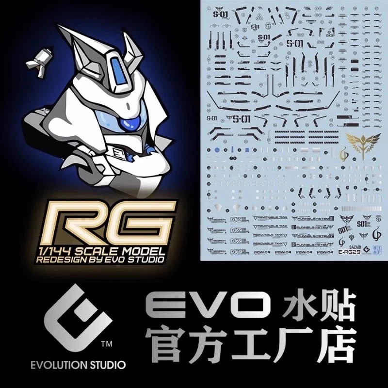 EVO水貼 RG 機動戰士鋼彈 1/144 #29 MSN-04 SAZABI 逆襲的夏亞 沙薩比 黑色水貼