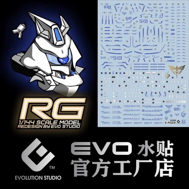 EVO水貼 RG 機動戰士鋼彈 1/144 #29 MSN-04 SAZABI 逆襲的夏亞 沙薩比 藍色水貼