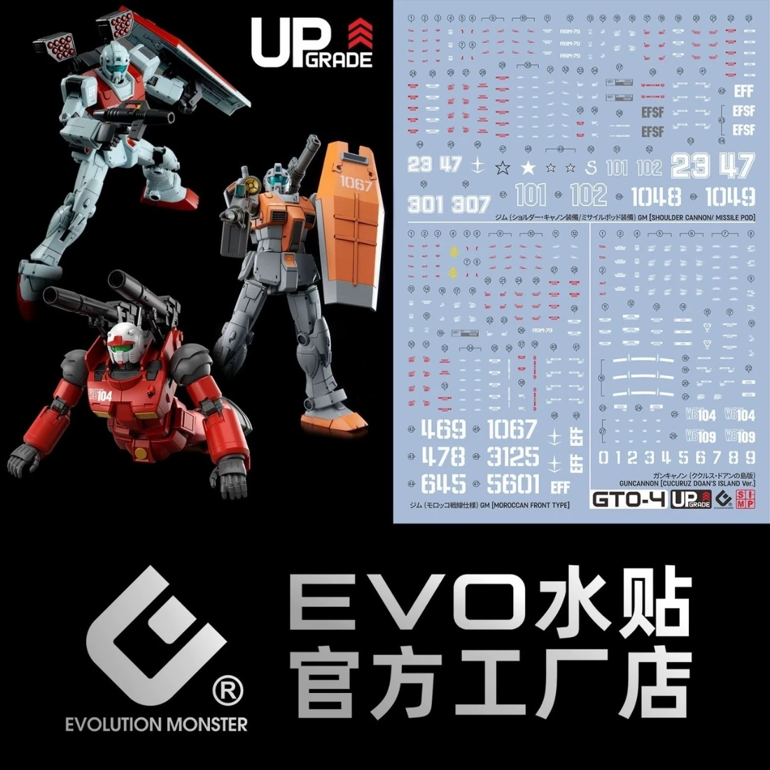 EVO水貼 HG 1/144 吉姆 鋼加農 螢光水貼