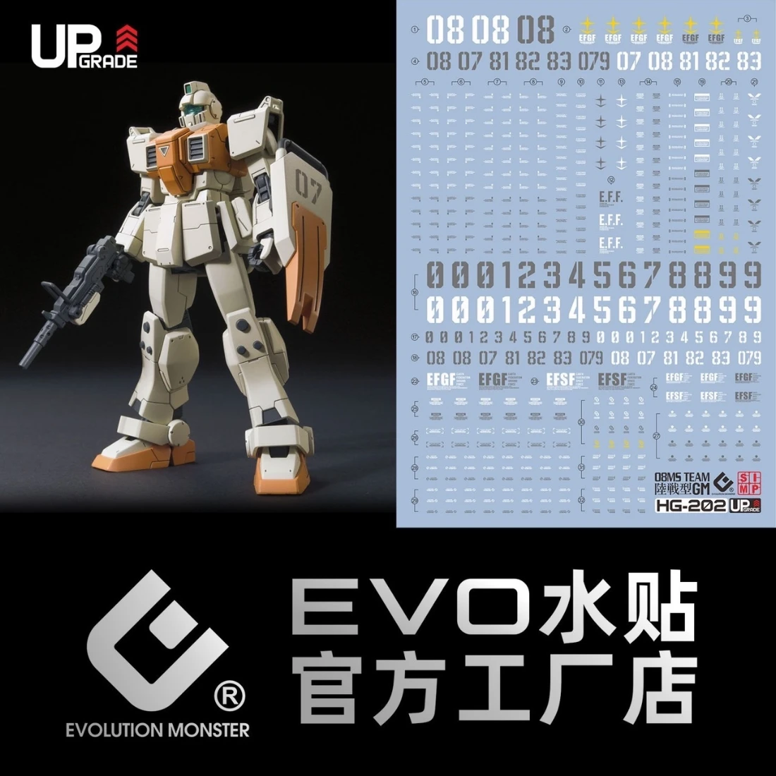 EVO水貼 HG 1/144 #202 RGM-79[G] 陸戰型 吉姆 螢光水貼