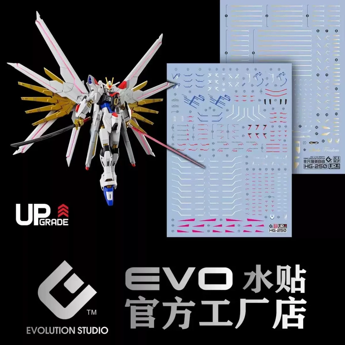 EVO水貼 HG 1/144 鋼彈SEED FREEDOM 全能攻擊自由鋼彈 螢光水貼