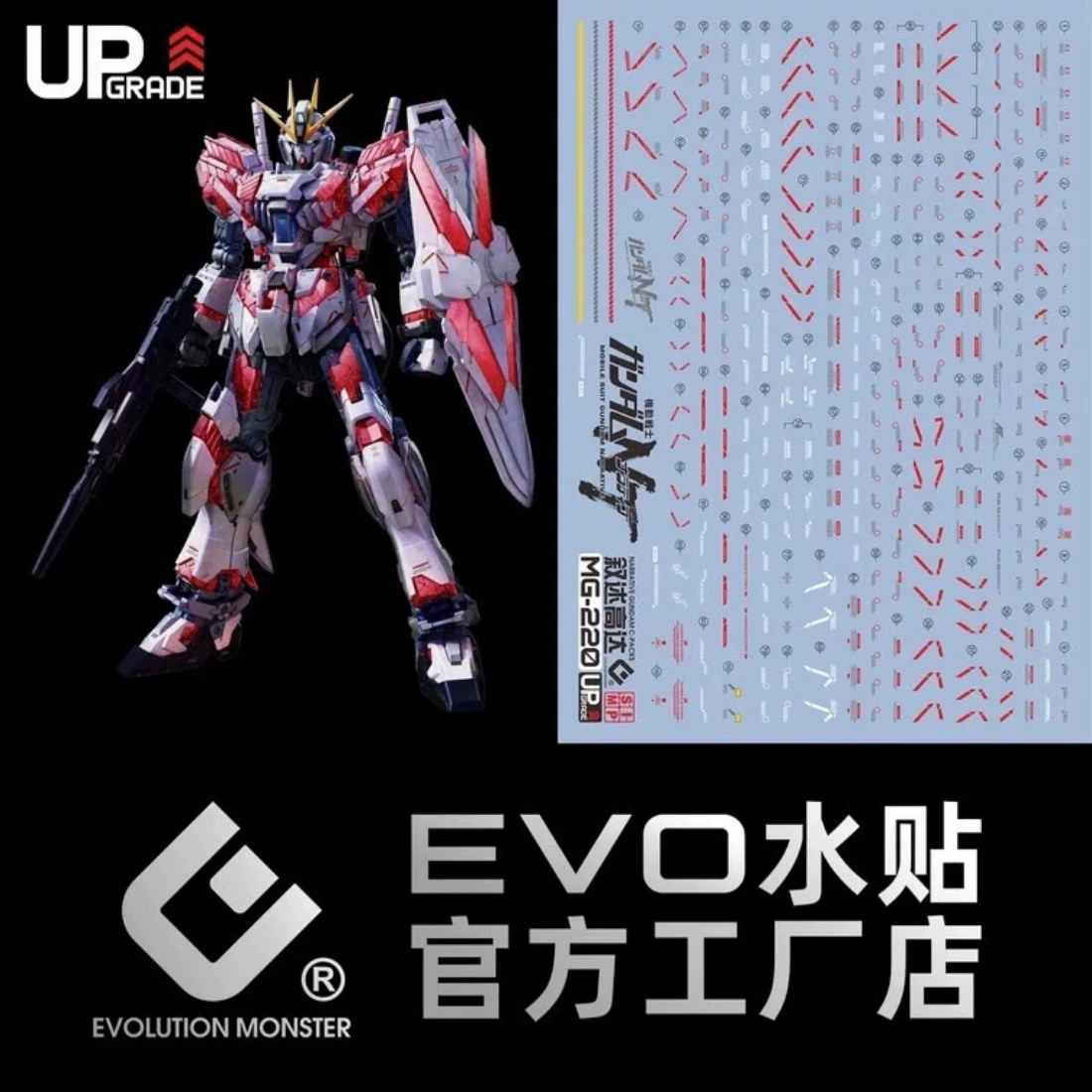 EVO水貼 MG 1/100 機動戰士鋼彈NT 故事鋼彈 敘事鋼彈 C裝備 Ver.Ka 螢光水貼