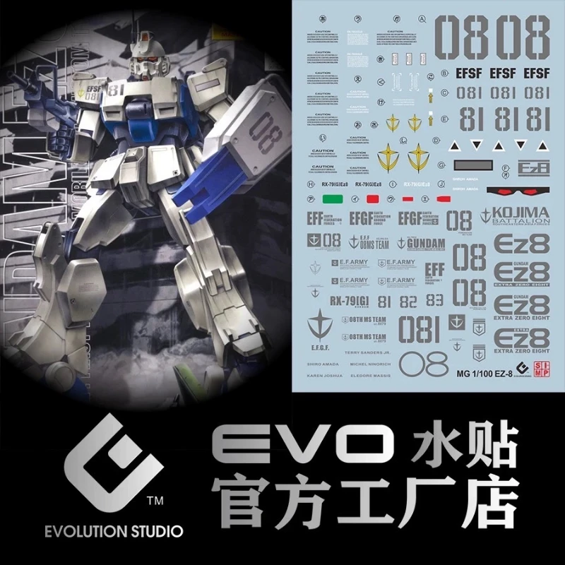 EVO水貼 MG 1/100 Rx-79(G) Ez-8 鋼彈 EZ8 螢光水貼
