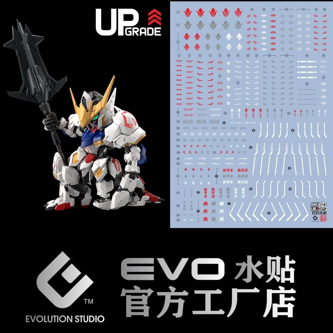 EVO水貼 MGSD  鐵血孤兒 獵魔鋼彈 螢光水貼