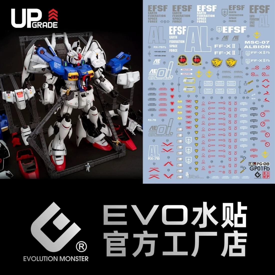 EVO水貼 PG 1/60 RX-78 GP01/Fb 螢光水貼