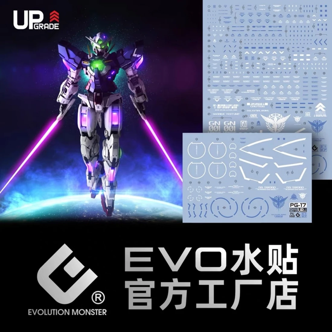 EVO水貼 PG 1/60 鋼彈00 EXIA 能天使鋼彈 螢光水貼