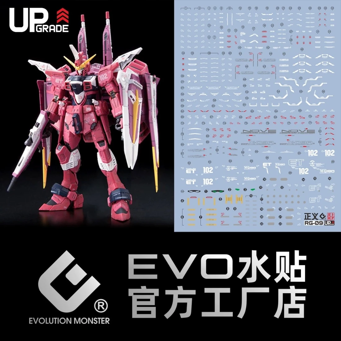 EVO水貼 RG 1/144 #09 鋼彈Seed 正義鋼彈 螢光水貼