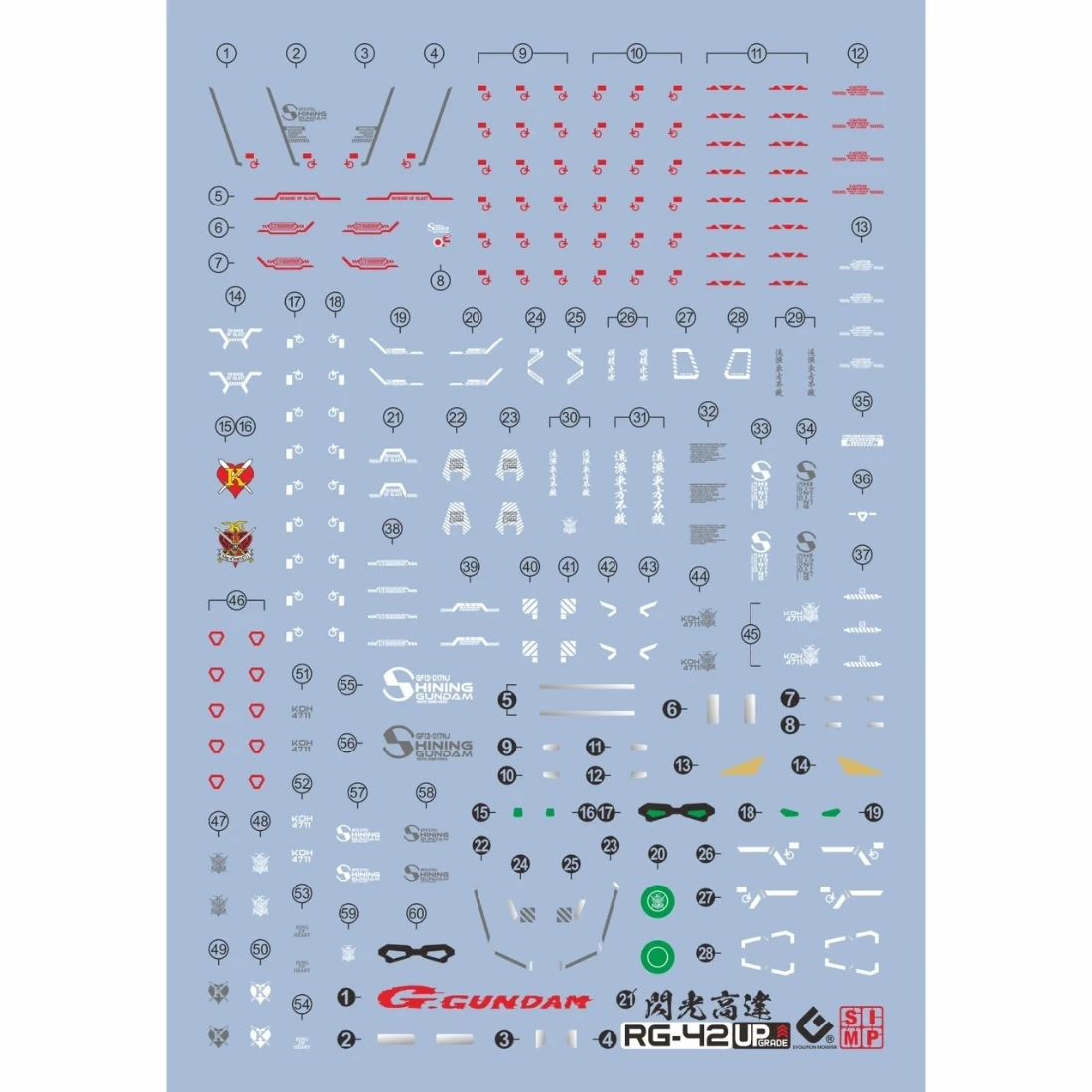 EVO水貼 RG 1/144 G鋼彈 閃光鋼彈 螢光水貼