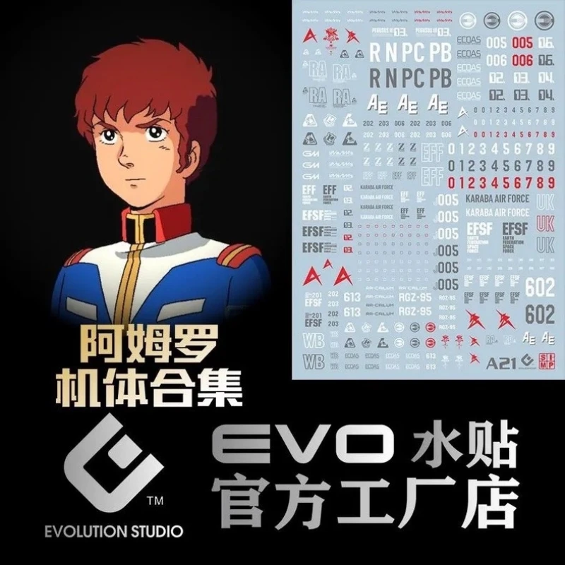 EVO水貼 阿姆羅LOGO 通用鋼彈模型機體合集 螢光水貼