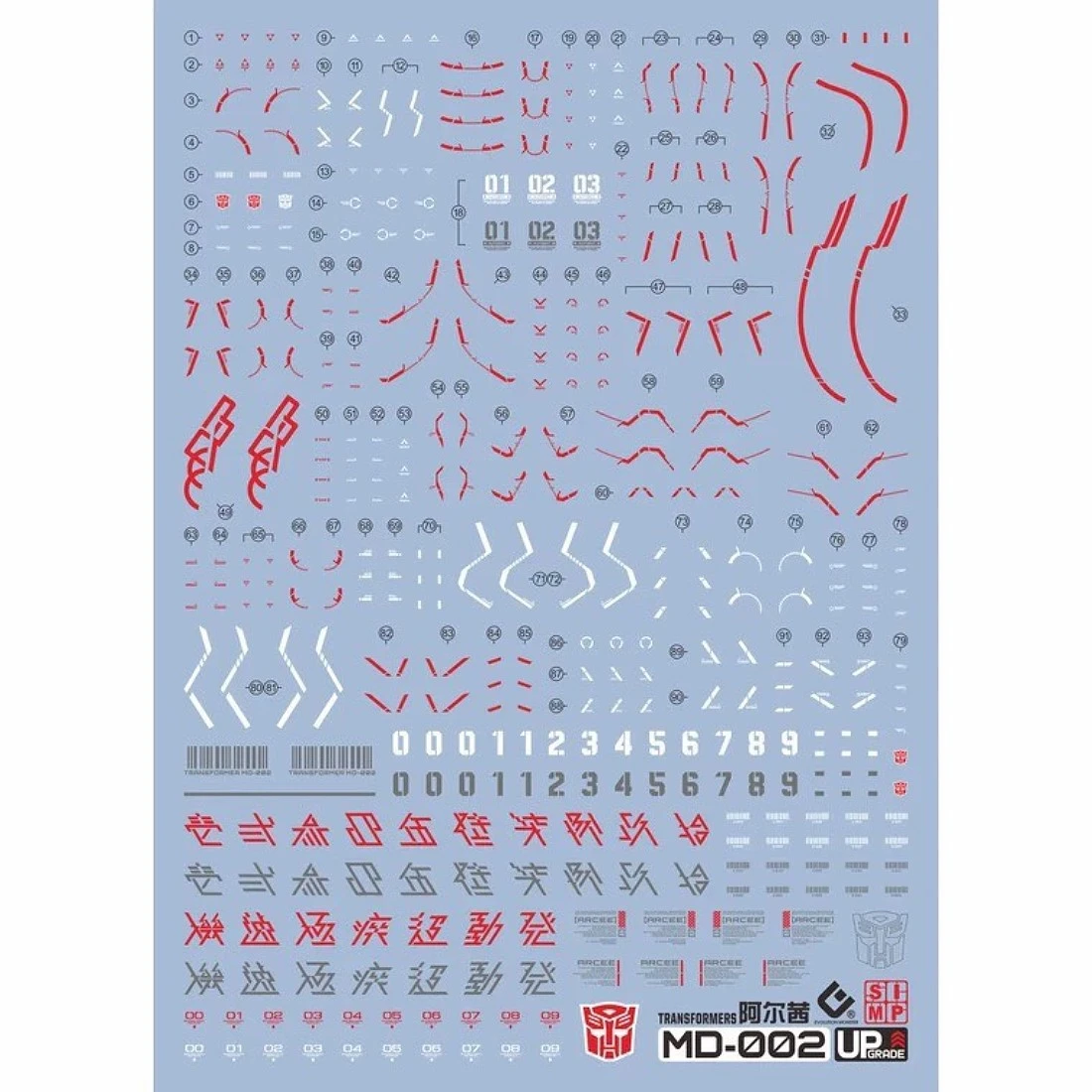 EVO 專用水貼 千值練 Flame Toys 風雷模型 變形金剛 阿爾茜 雅希 螢光水貼