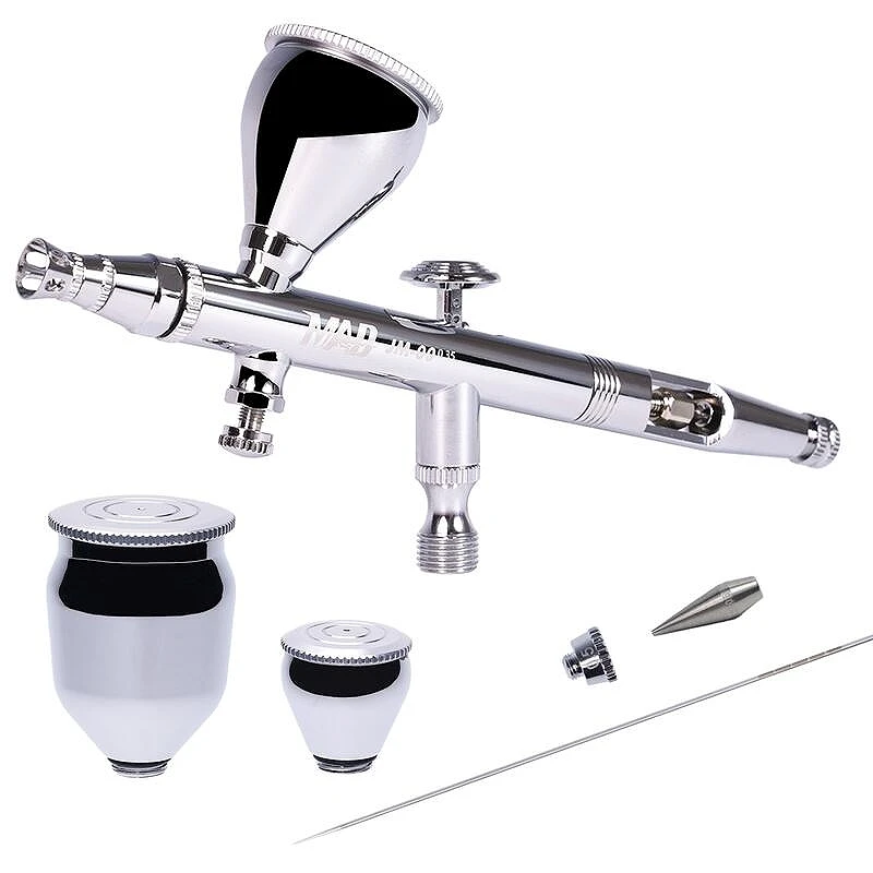 MADWORKS JM-00 噴筆 0.35 附調壓閥 可換噴杯 子彈型噴嘴 附大小噴杯、0.5mm配件包