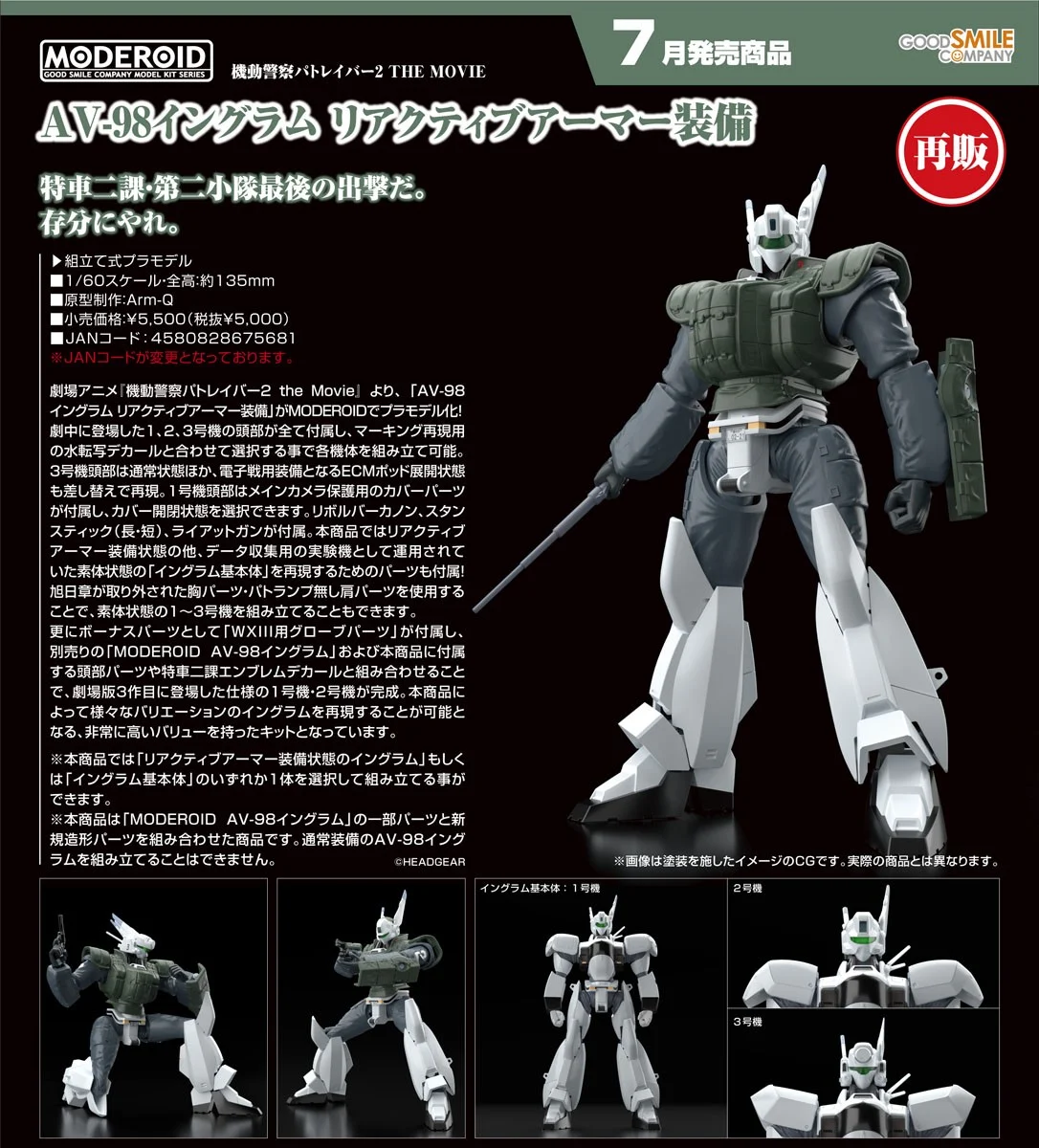 代理版 GSC MODEROID 機動警察AV-98 防彈裝英格拉姆
