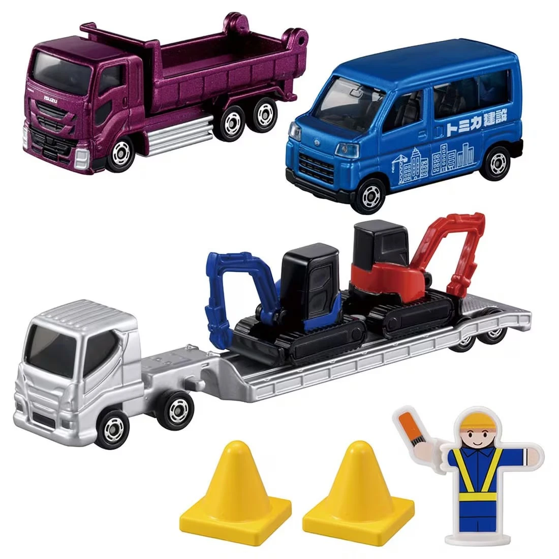Tomica 工事現場車組 附人偶立牌