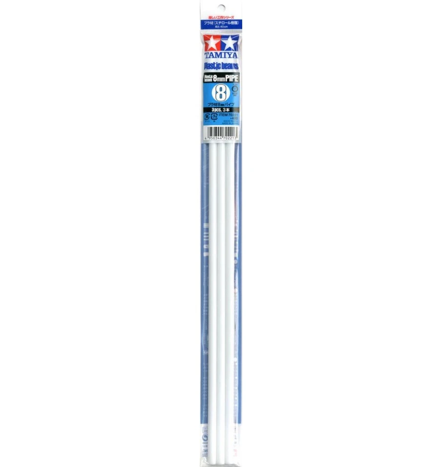 TAMIYA 70221 白色空心改造丸棒 厚度8mm 3入