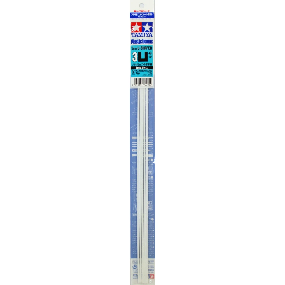 TAMIYA 70202 白色改造棒 凹字形邊長3mm,厚度1mm 5入