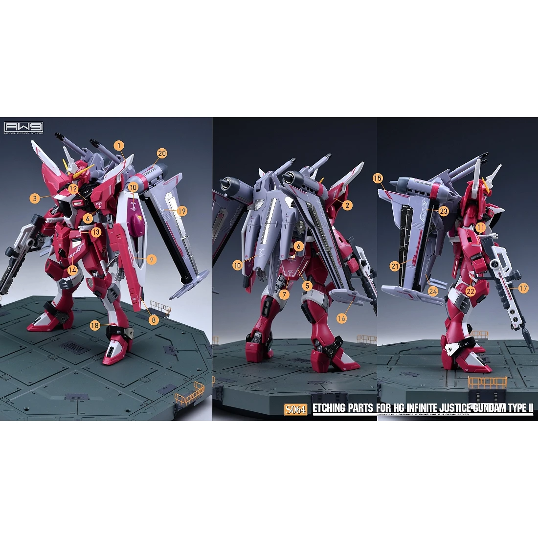 MADWORKS 鋼魂 AW9 S64 HG 1/144 無限正義貳式鋼彈 改造蝕刻片 附水貼
