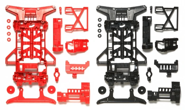 TAMIYA 95242 四驅車專用 Super X用強化底盤組 (紅/黑 ) 2入