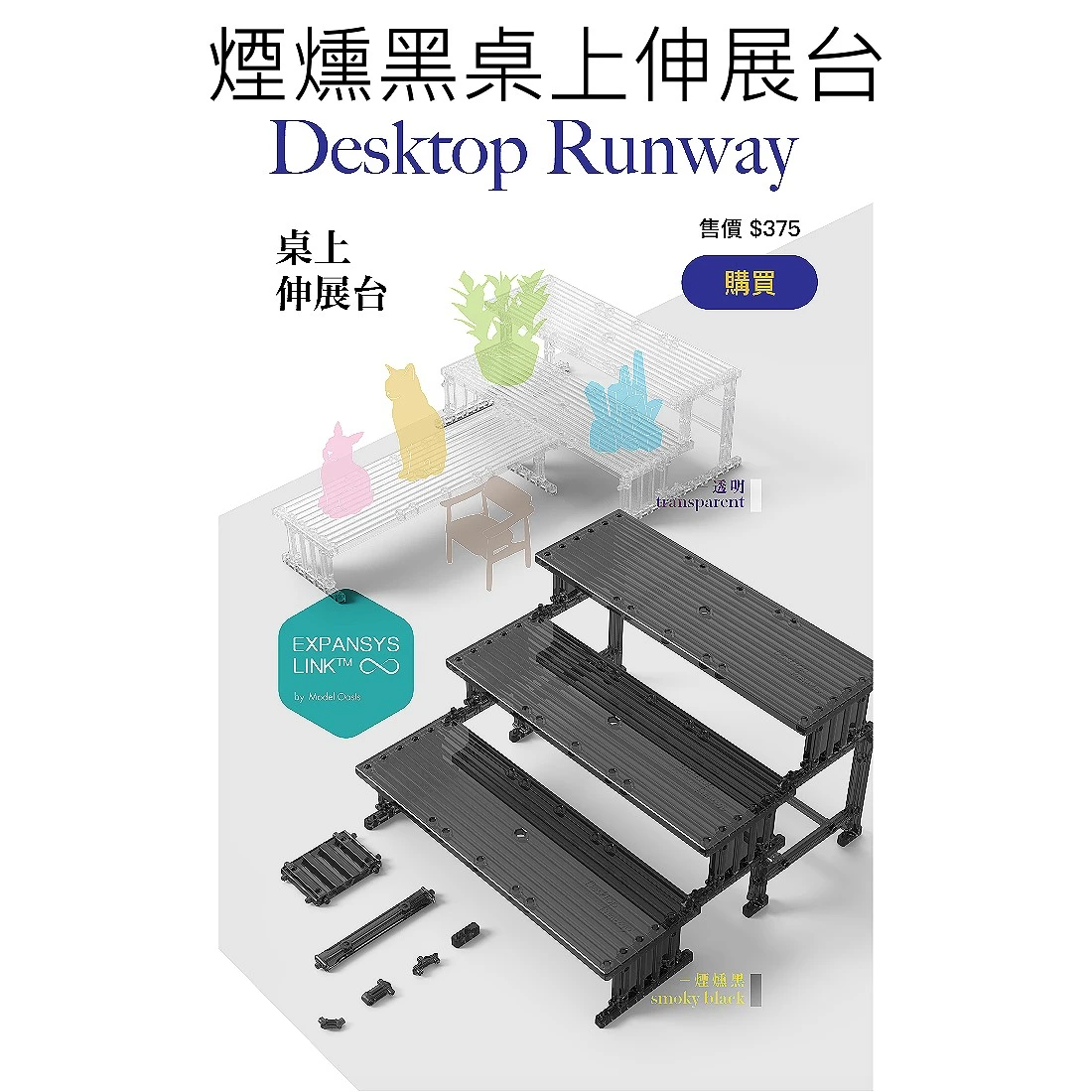 模型綠洲 桌上伸展台 煙燻黑