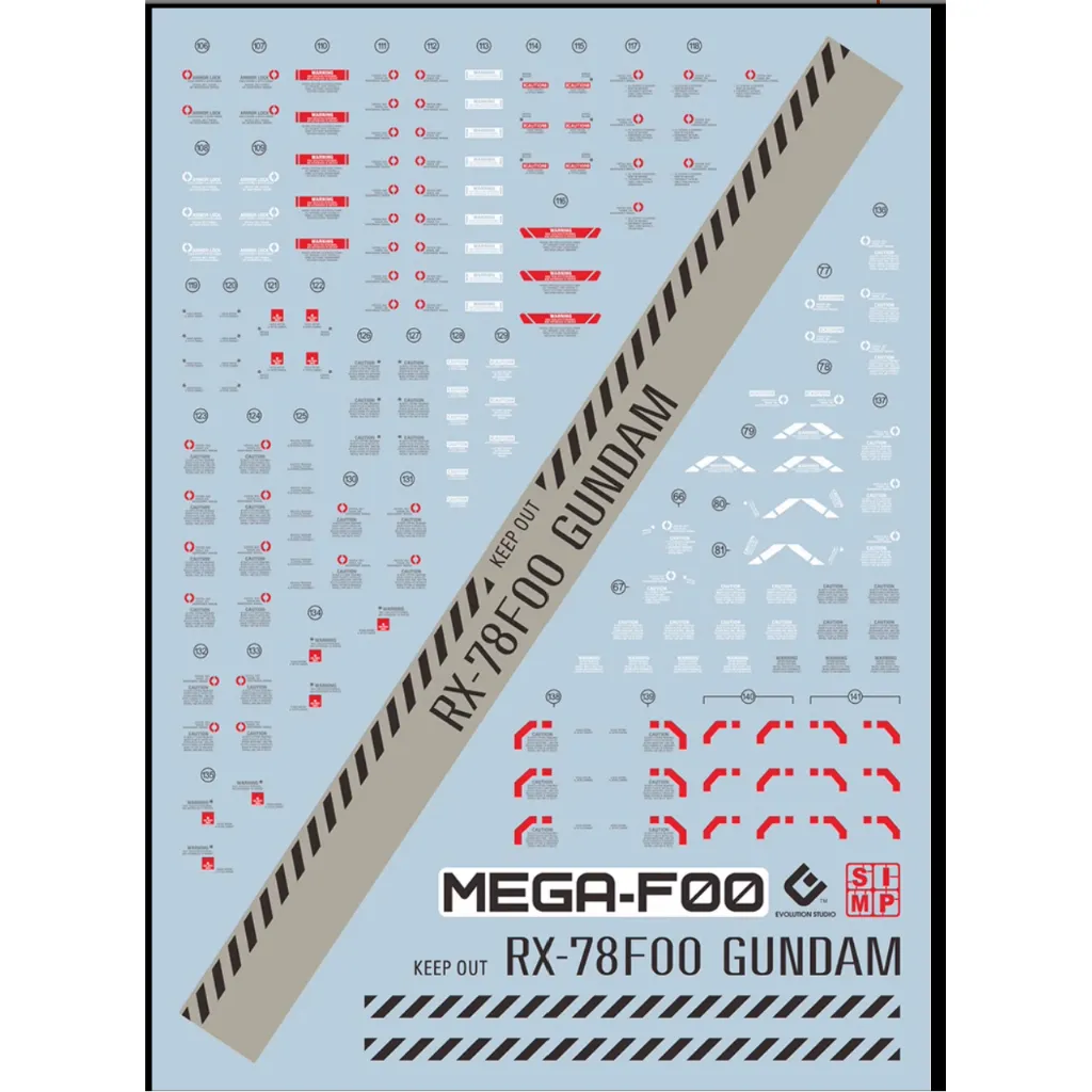 EVO MEGA 專用水貼 1/48 RX-78F00 橫濱元祖鋼彈 螢光水貼