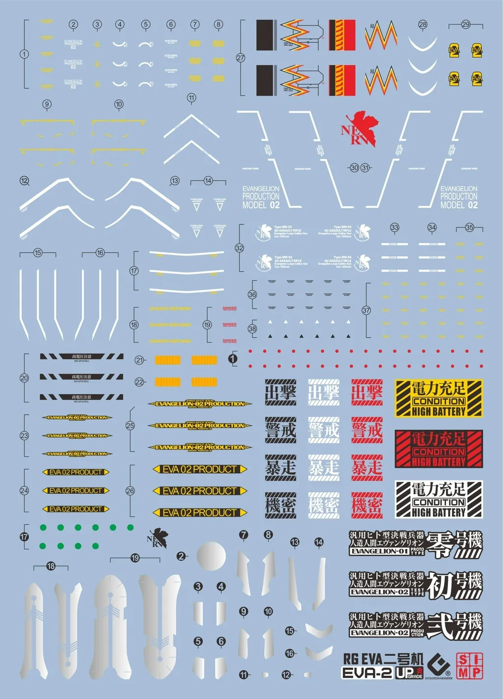 EVO RG 專用水貼 1/144 新世紀福音戰士 EVA 正規實用型 2號機 貳號機 螢光水貼