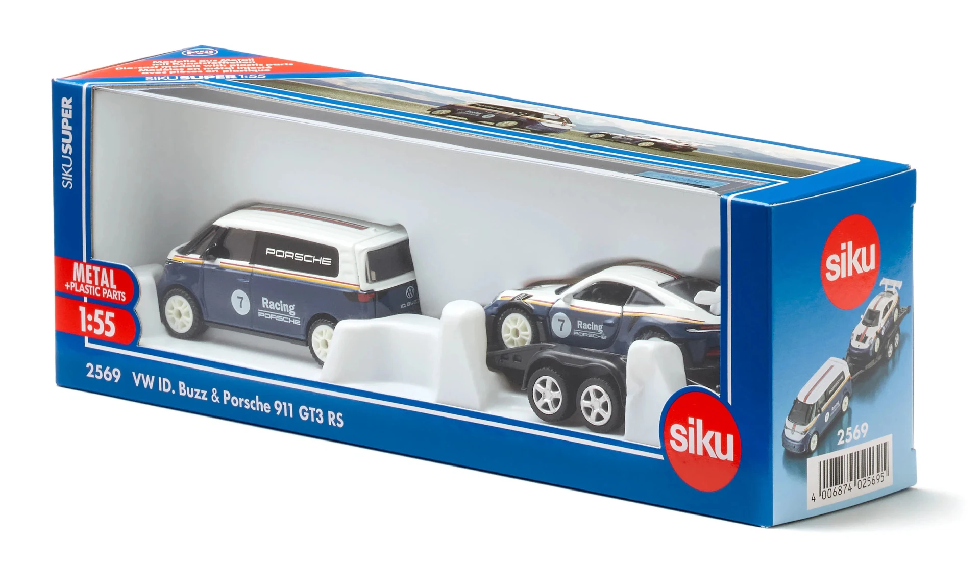 Siku 2569 福斯 電動小巴附保時捷跑車