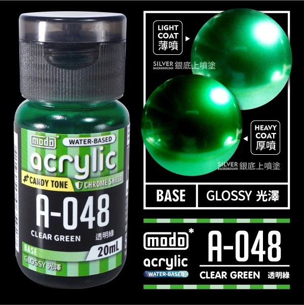 摩多製漆所 MODO acrylic 水性漆 A-048 20ml 透明綠色