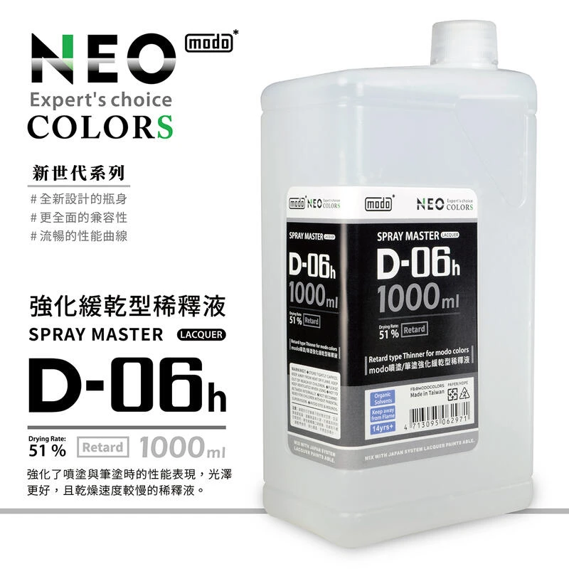 摩多製漆所 MODO D-06H 摩多模型漆專用強化緩乾型稀釋液 1000ml