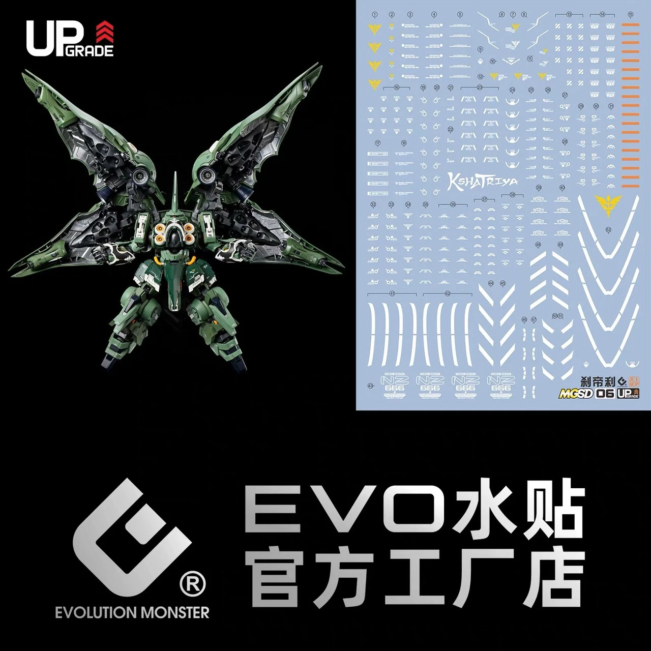 11月預購 EVO MGSD 專用水貼 鋼彈UC 剎帝利 螢光水貼 1030