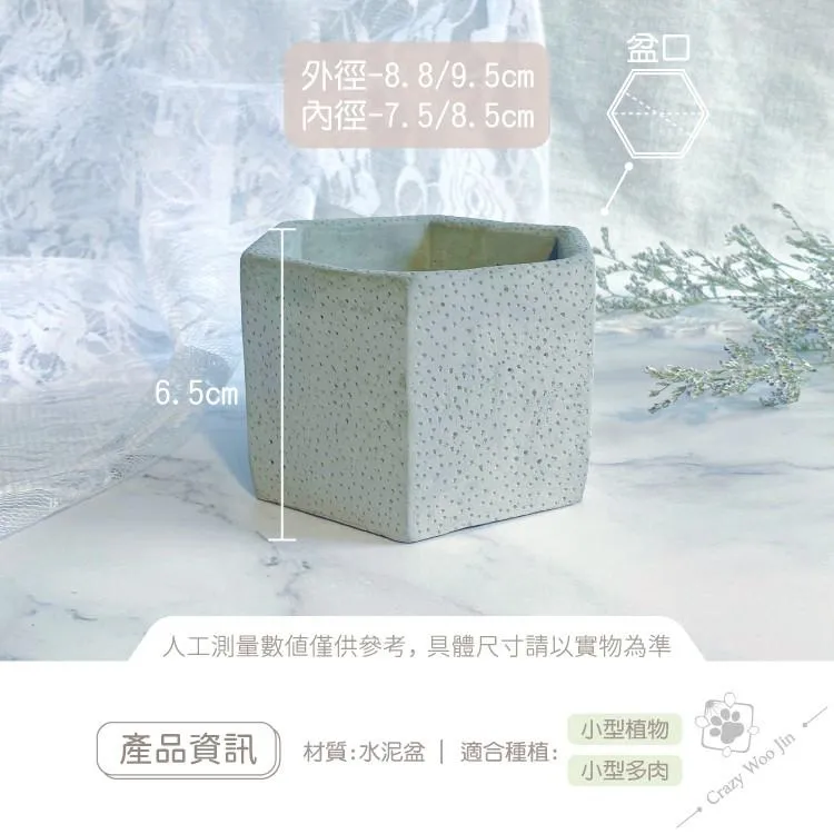 【手工限量】六角孔洞水泥盆 2.5吋盆 多肉盆栽 家用植物盆 有底孔 小盆栽 小陶盆【瘋伍金】