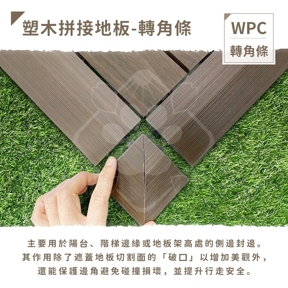 限塑木地板客人加購賣場 【WPC轉角條】塑木地板  收邊轉角  拼接地板 陽臺地板 地板壓條 地板修邊角 轉角條