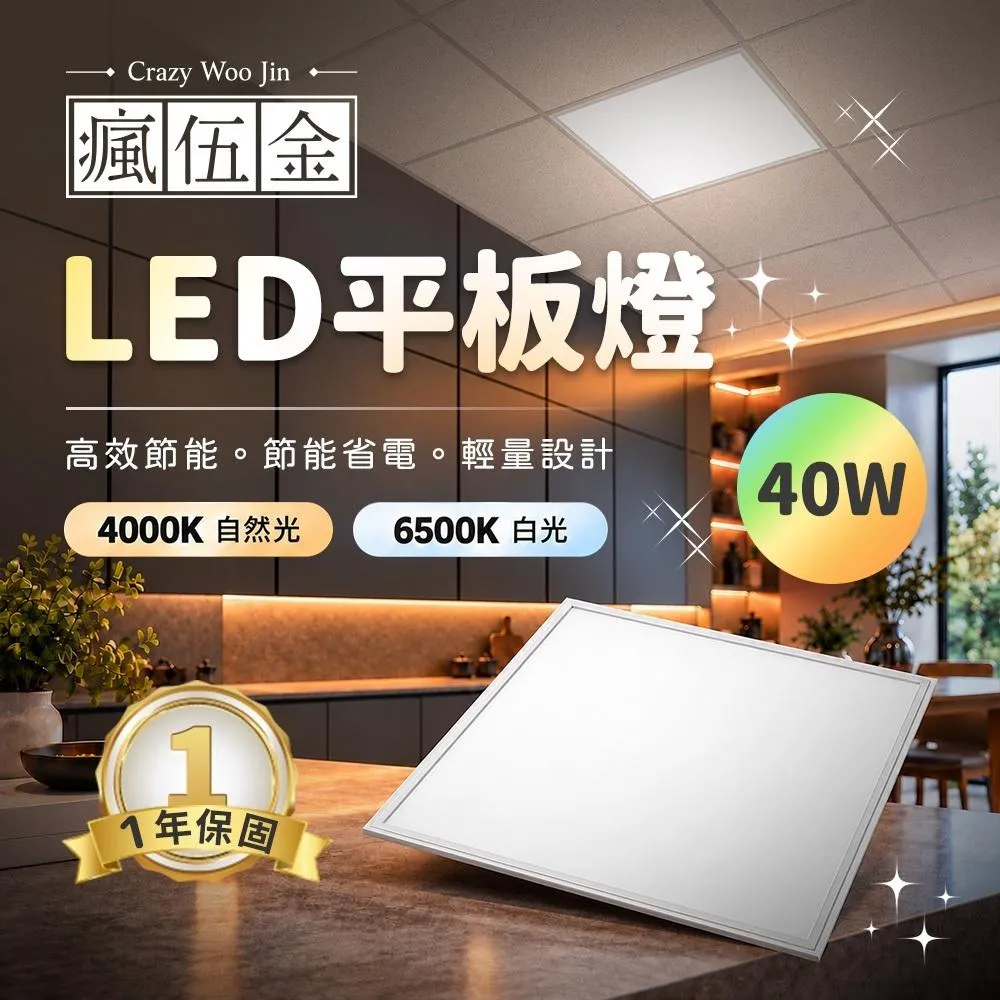 【瘋伍金燈飾】EVERLIGHT 億光 40W 超薄平板燈 輕鋼架燈  led平板燈 客廳燈 辦公室用 無眩光 無藍光