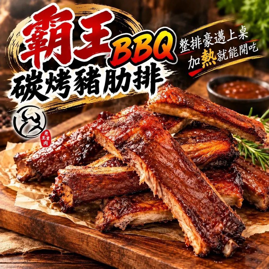 【老王賣肉】霸王BBQ碳烤豬肋排 台灣豬 豬肋排 BBQ豬肋排 烤肋排 碳烤排骨 排骨 露營 烤肉 加熱即食 冷凍調理