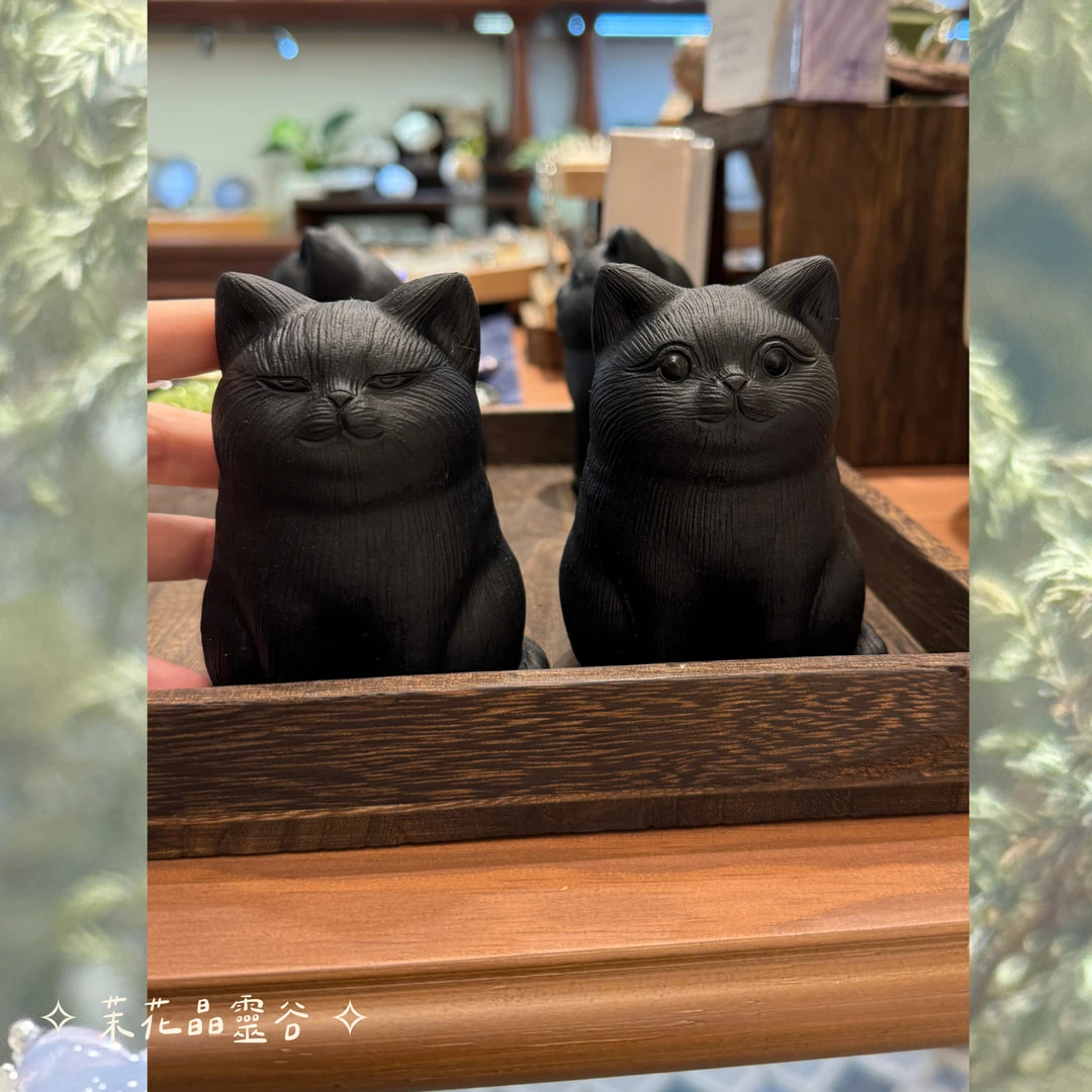 貓貓擺件￨手工雕刻 黑曜石