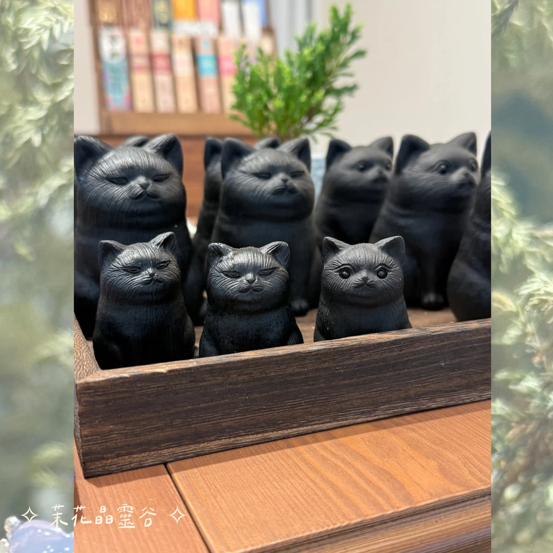 貓貓擺件￨手工雕刻 黑曜石
