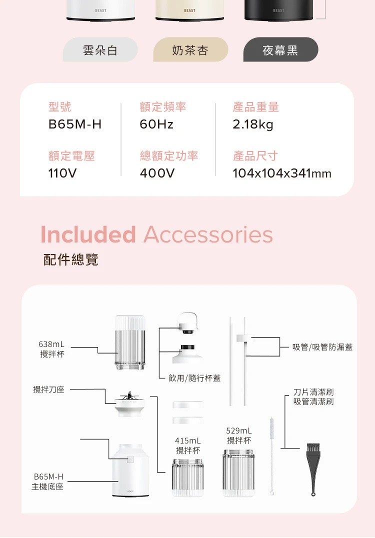 美國Beast®】《 mini PLUS｜小野獸》破壁x 調理x 戶外三機一體｜全營養萃取戶動能量調理機-夜幕黑選我購物嚴選好物