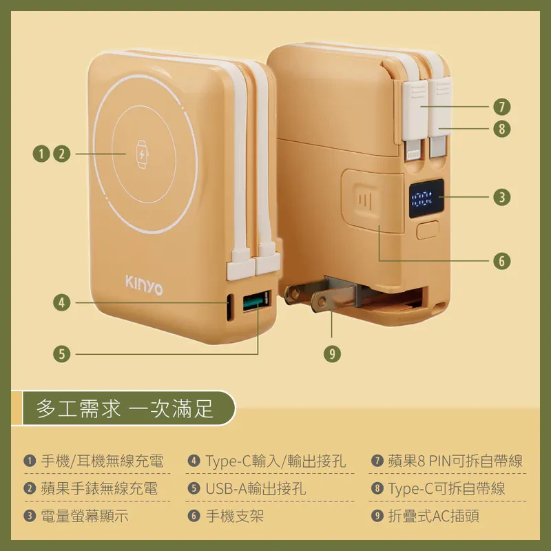 【KINYO】 10000mAh 9in1自帶AC萬用防爆行動電源 (KPB-2656)