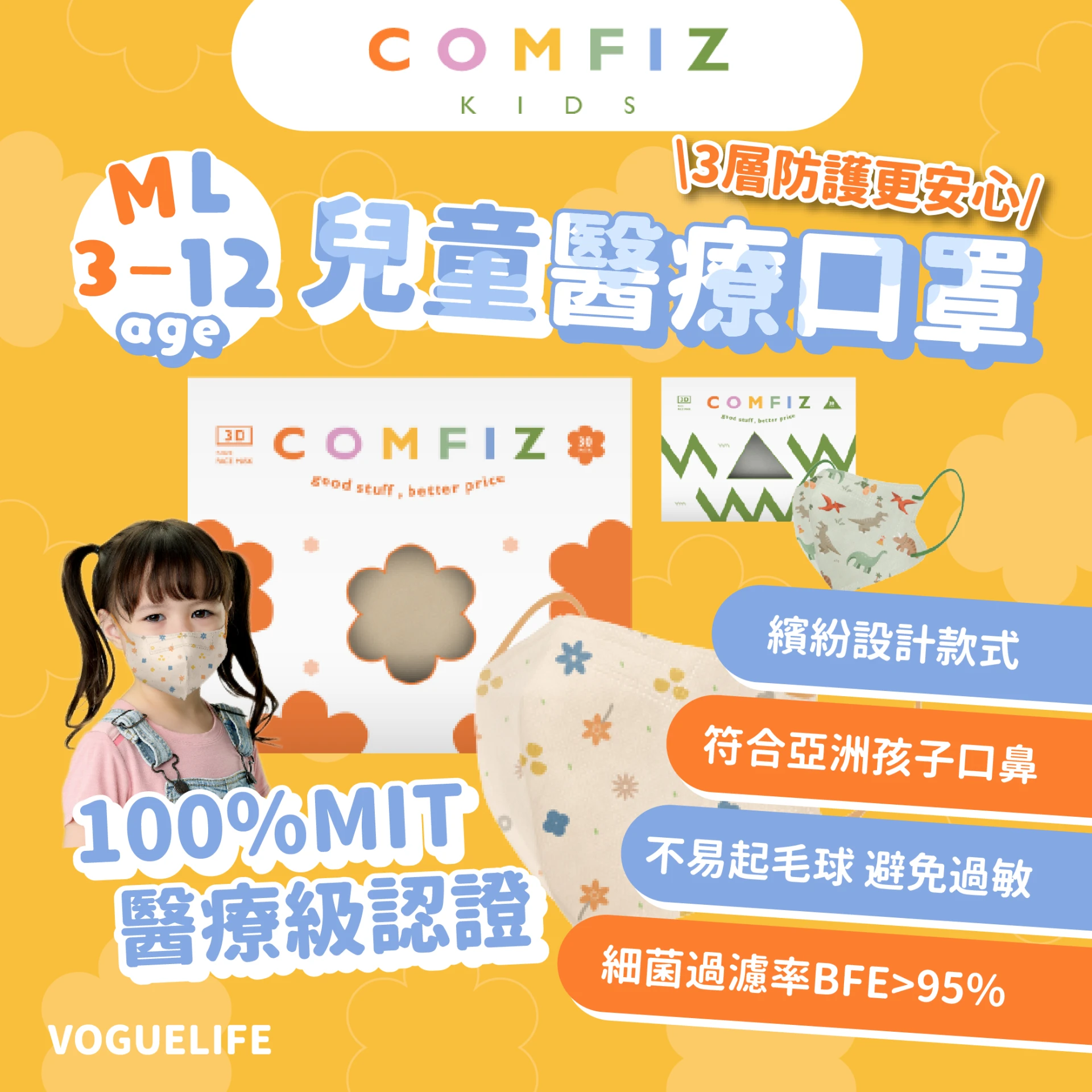 康菲兒童3D醫療口罩