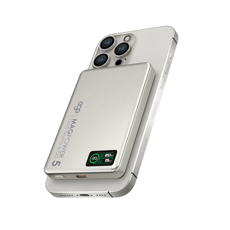 EGO 超薄OLED顯示磁吸快充行動電源10000mAh magsafe Qi2