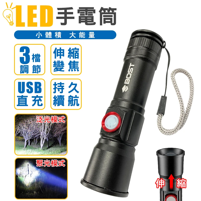 【博士牌】變焦款LED手電筒 P60