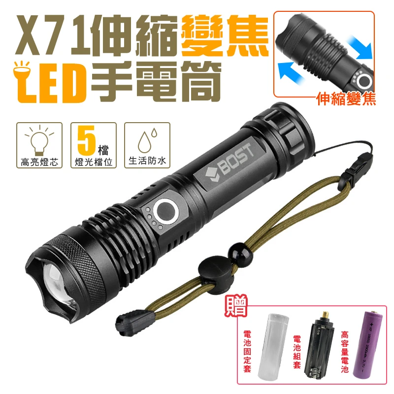 【BOST博士牌】LED變焦手電筒 X71